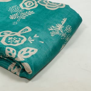 Sage Green Color Muslin Digital Printed Fabric