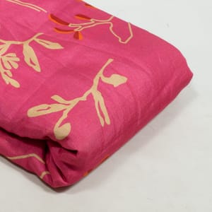 Pink Color Muslin Digital Printed Fabric