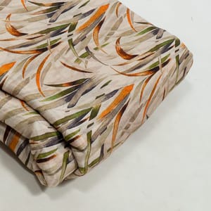 Ivory Color Muslin Digital Printed Fabric