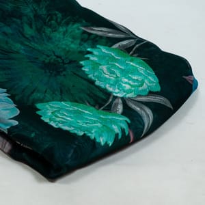 Green Color Viscose Organza Floral Digital Printed Fabric