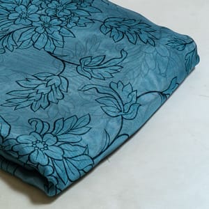 Blue Color Viscose Organza Floral Digital Printed Fabric